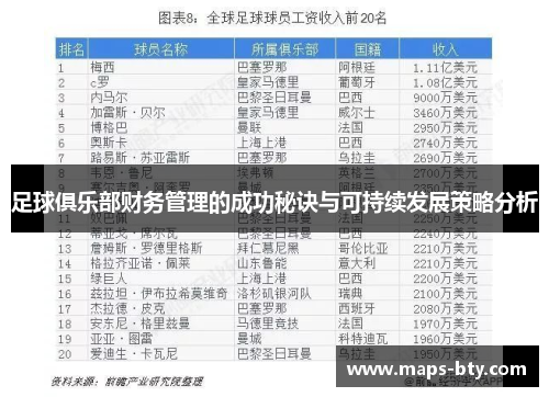 足球俱乐部财务管理的成功秘诀与可持续发展策略分析