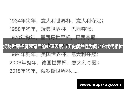 揭秘世界杯魔咒背后的心理因素与历史偶然性为何让它代代相传