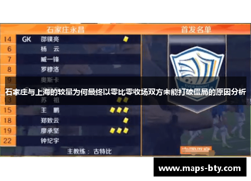 石家庄与上海的较量为何最终以零比零收场双方未能打破僵局的原因分析